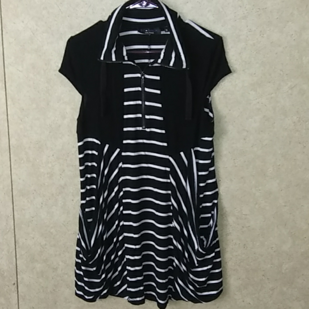 Milano Black dress with white stripes